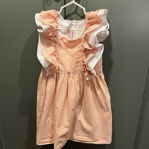 Bella Bliss Striped Orange and White Kids Dress - size 5